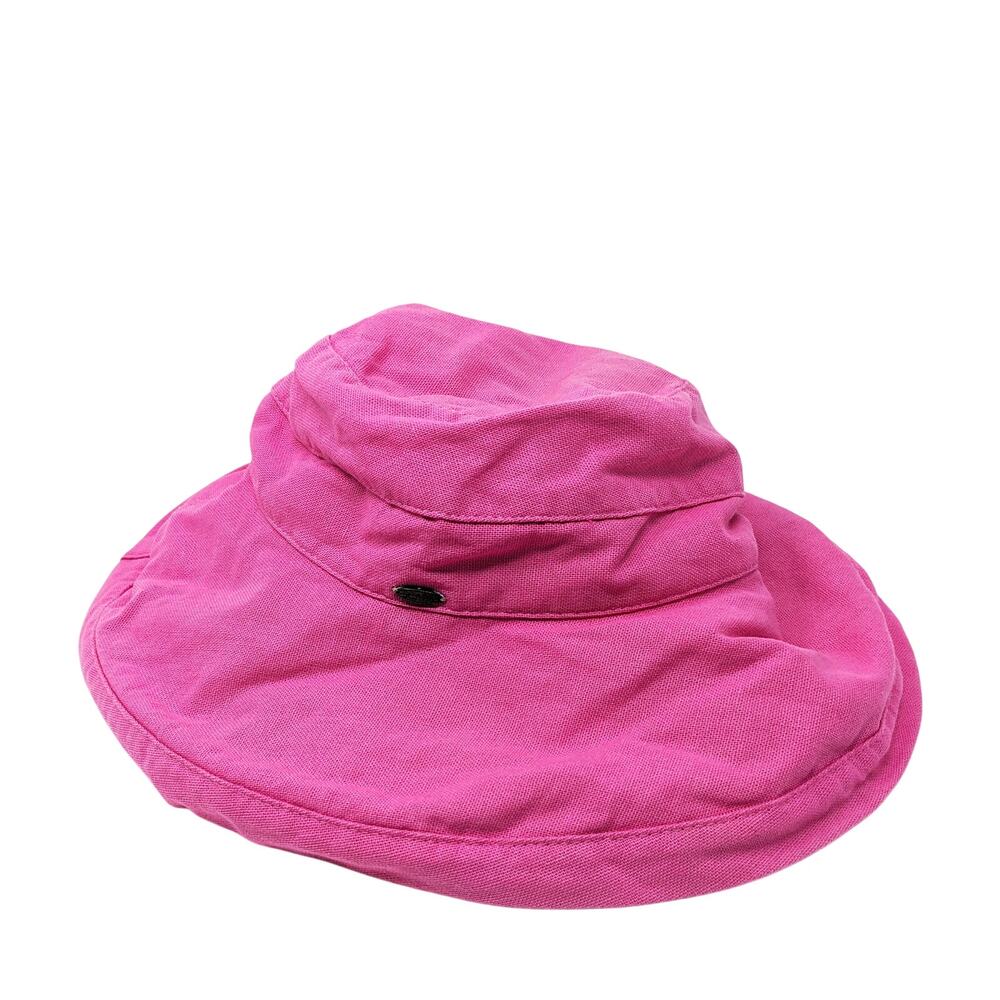 Scala Womens Hat Pink Beach Wide Brim Bucket Sun Drawstring